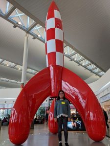 Cohete de Tintin en el aeropuerto de Bruselas